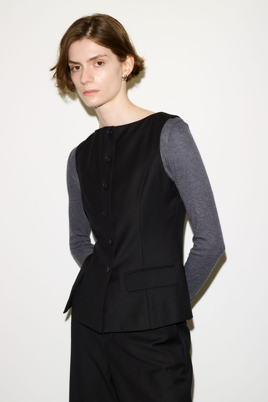 【THROW】MANNISH B／N SLIT ベスト BLK FREE
