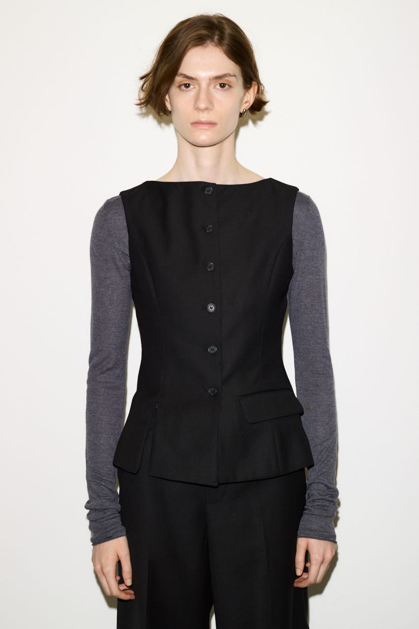 【THROW】MANNISH B／N SLIT ベスト BLK FREE