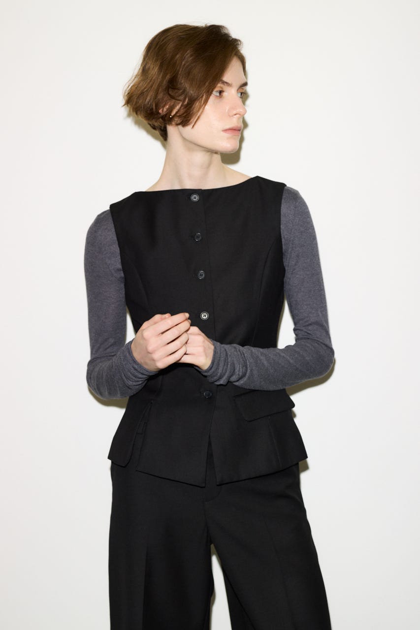 【THROW】MANNISH B／N SLIT ベスト BLK FREE