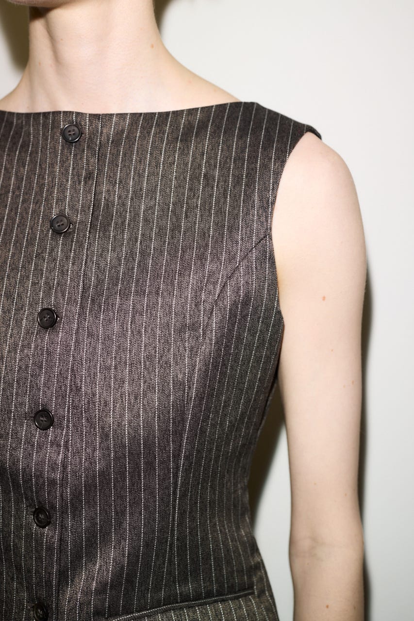 【THROW】MANNISH B／N SLIT ベスト M/BRN FREE