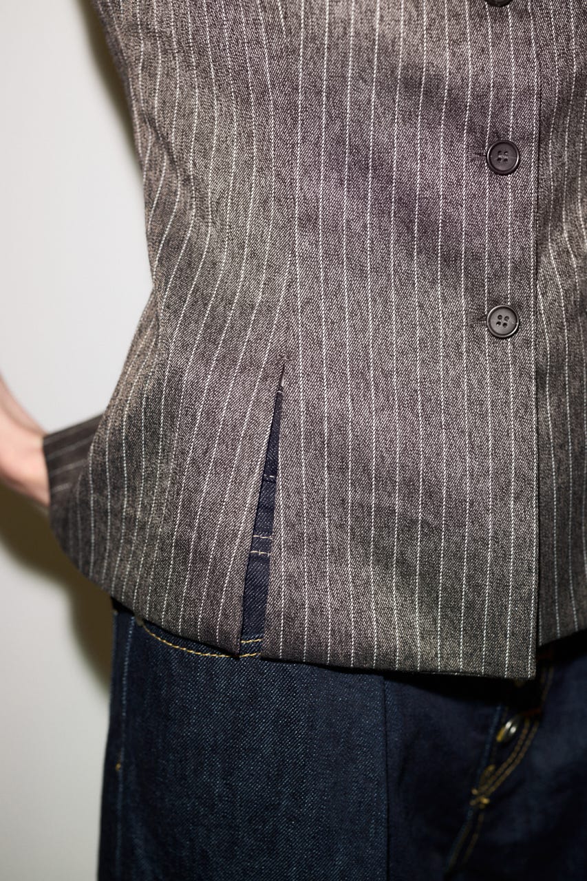 【THROW】MANNISH B／N SLIT ベスト M/BRN FREE