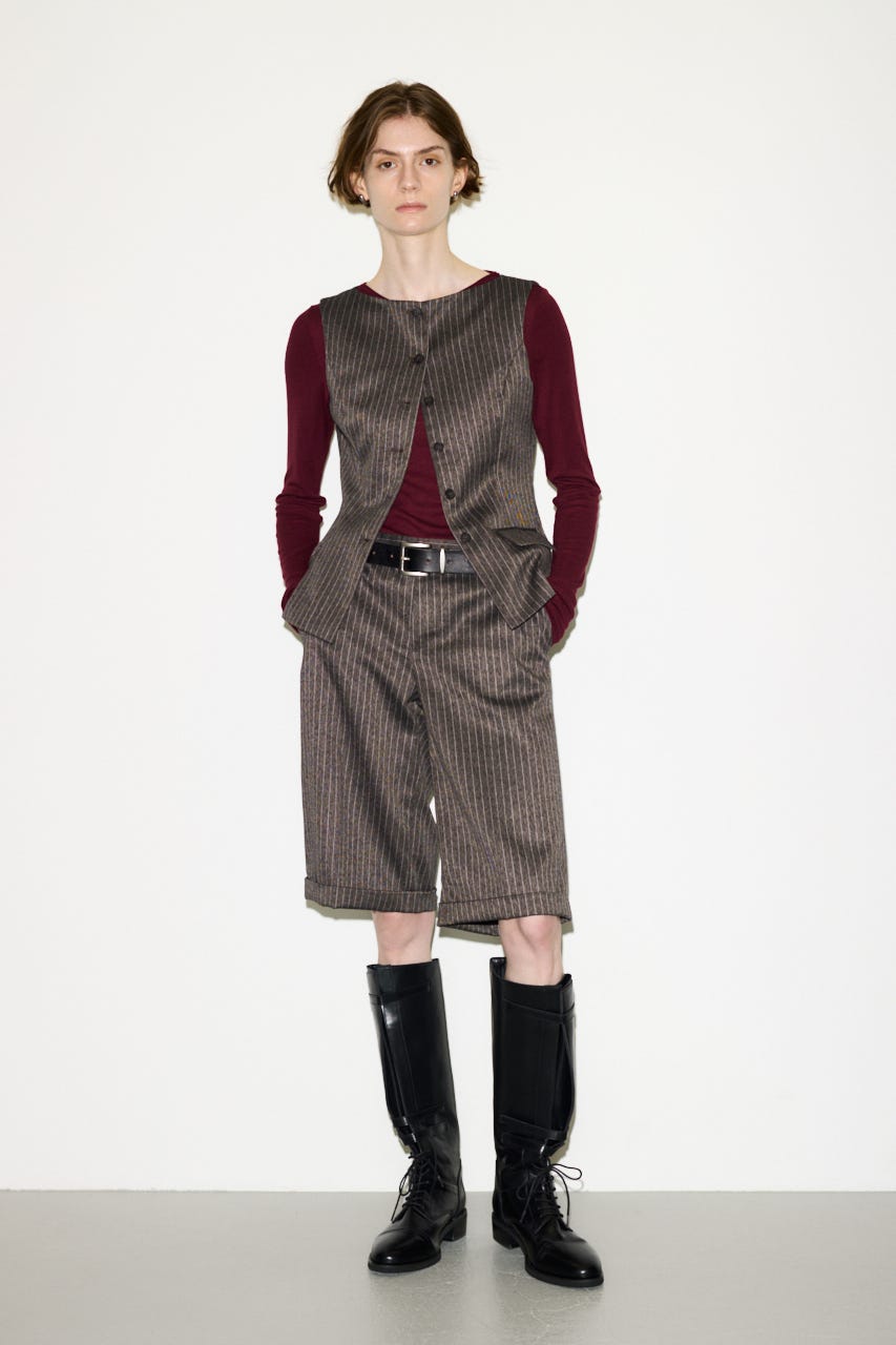 【THROW】MANNISH B／N SLIT ベスト M/BRN FREE