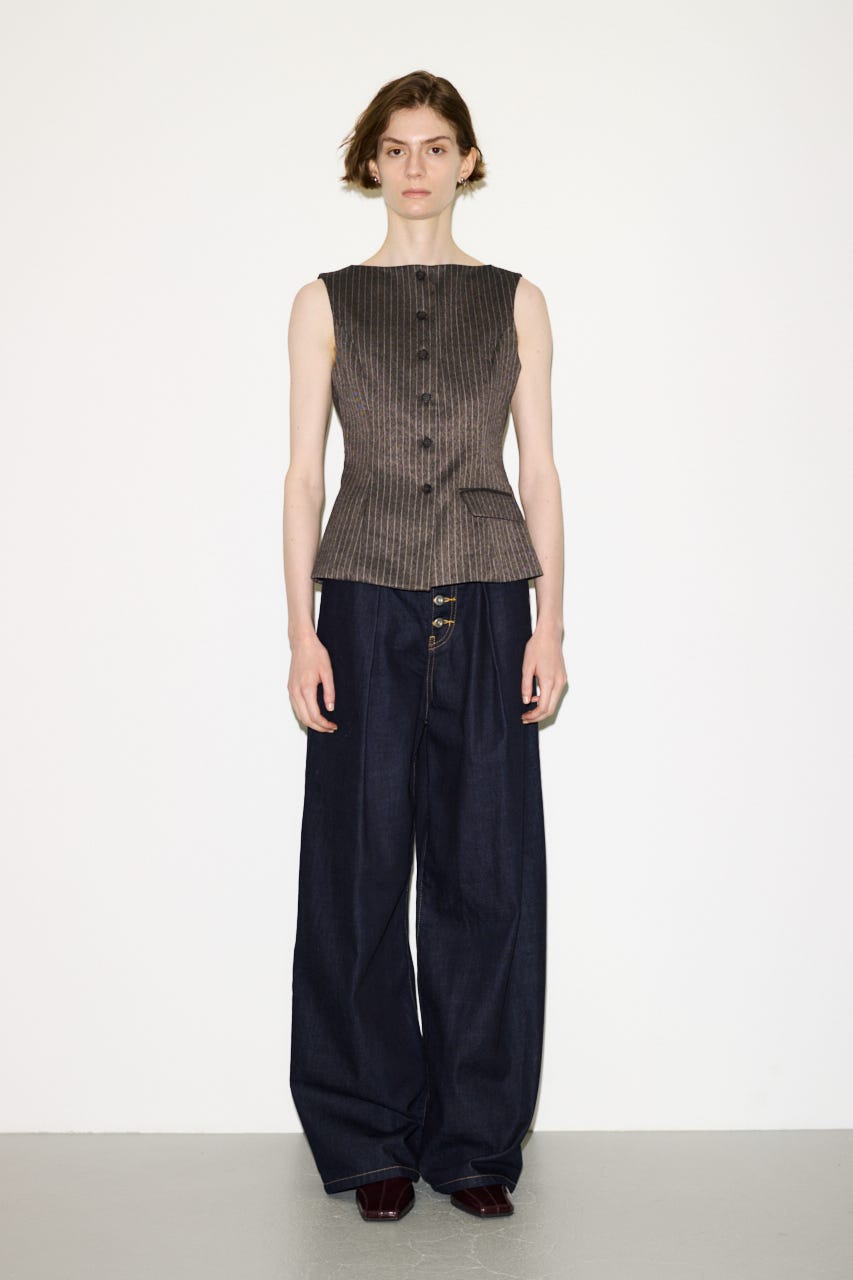【THROW】MANNISH B／N SLIT ベスト M/BRN FREE