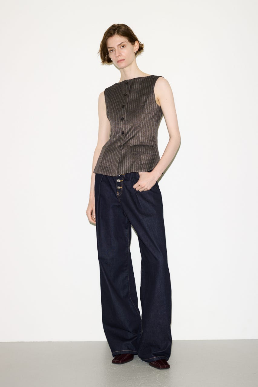 【THROW】MANNISH B／N SLIT ベスト M/BRN FREE