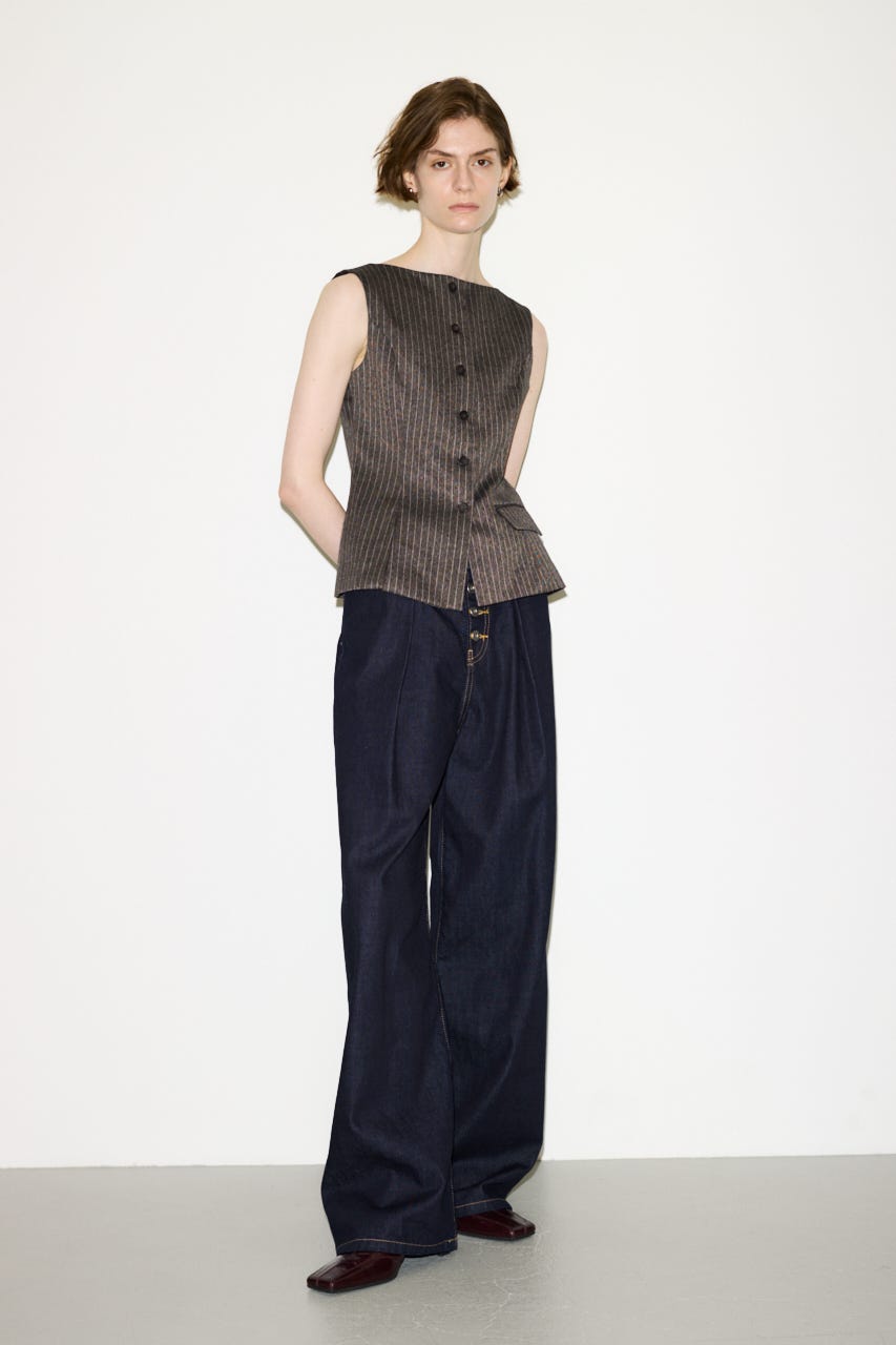 【THROW】MANNISH B／N SLIT ベスト M/BRN FREE