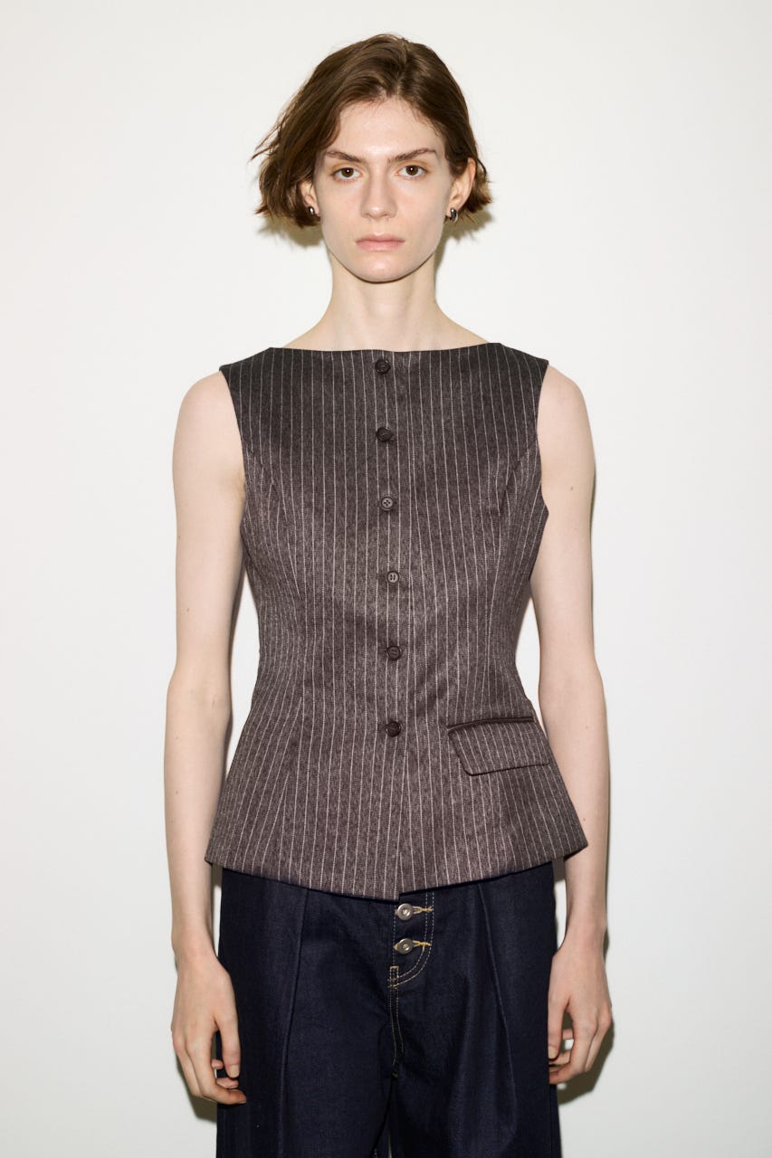 【THROW】MANNISH B／N SLIT ベスト M/BRN FREE