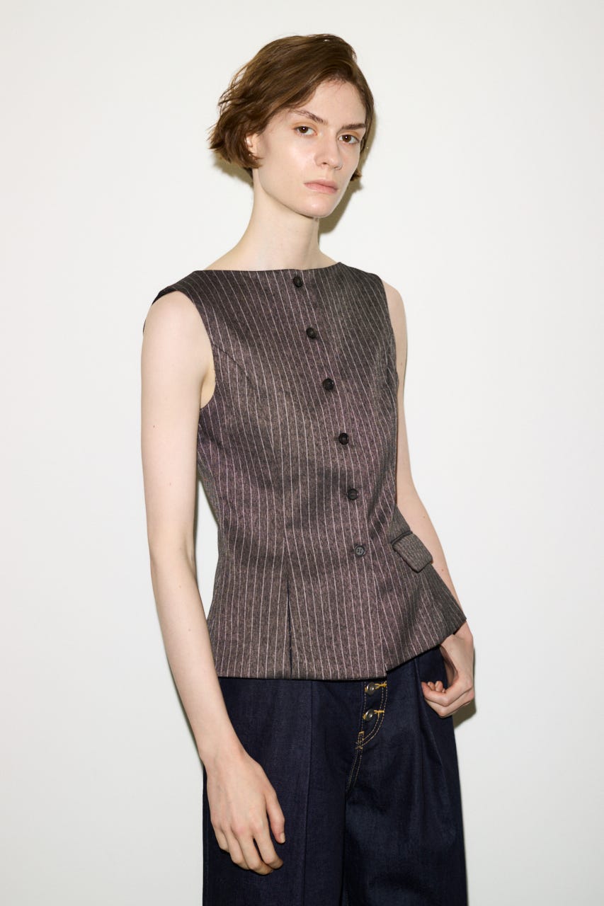 【THROW】MANNISH B／N SLIT ベスト M/BRN FREE
