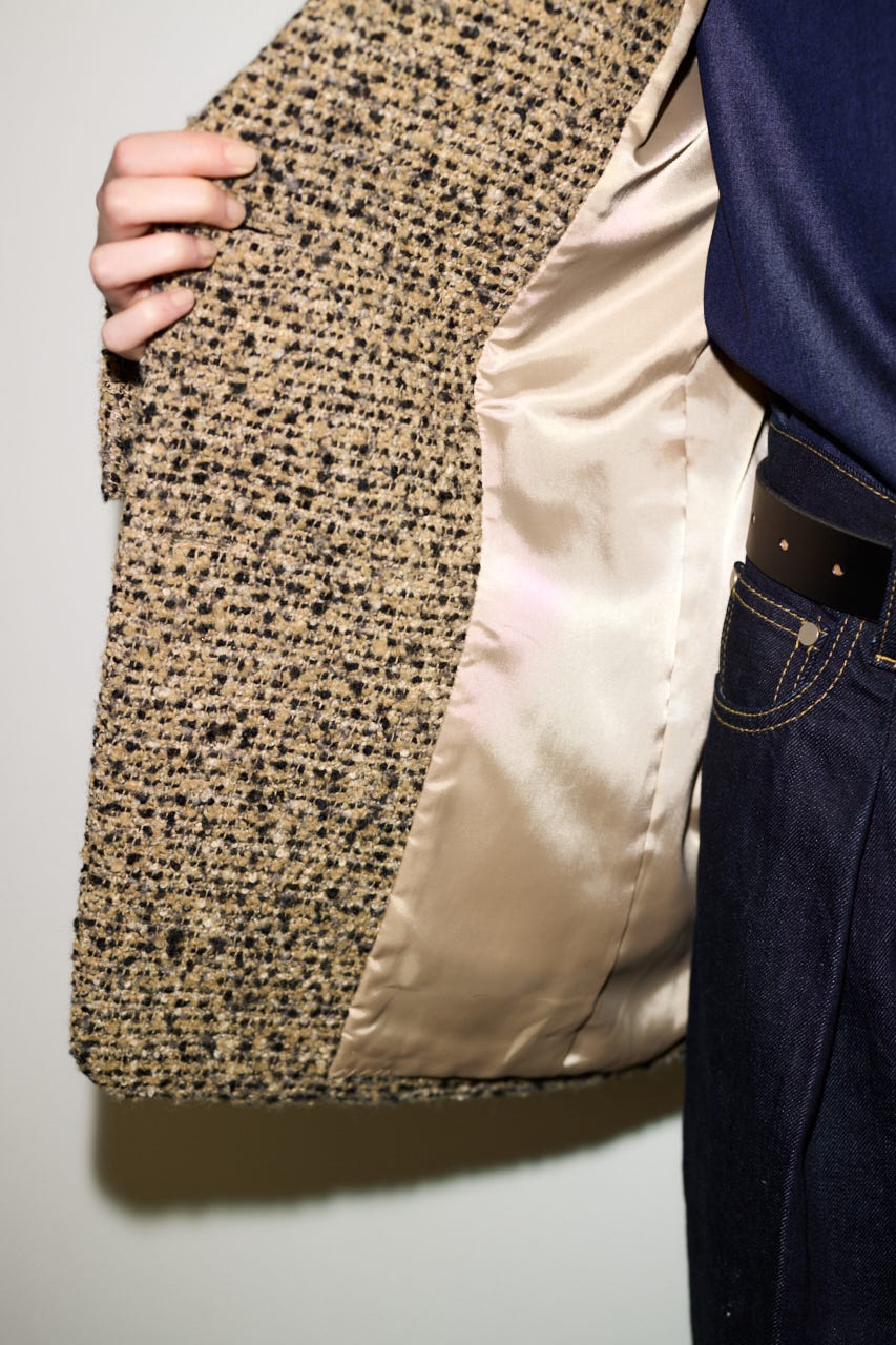 【AW PRE ORDER 第2弾】【THROW】TWEED BOXY TAILOR ジャケット M/BEG FREE