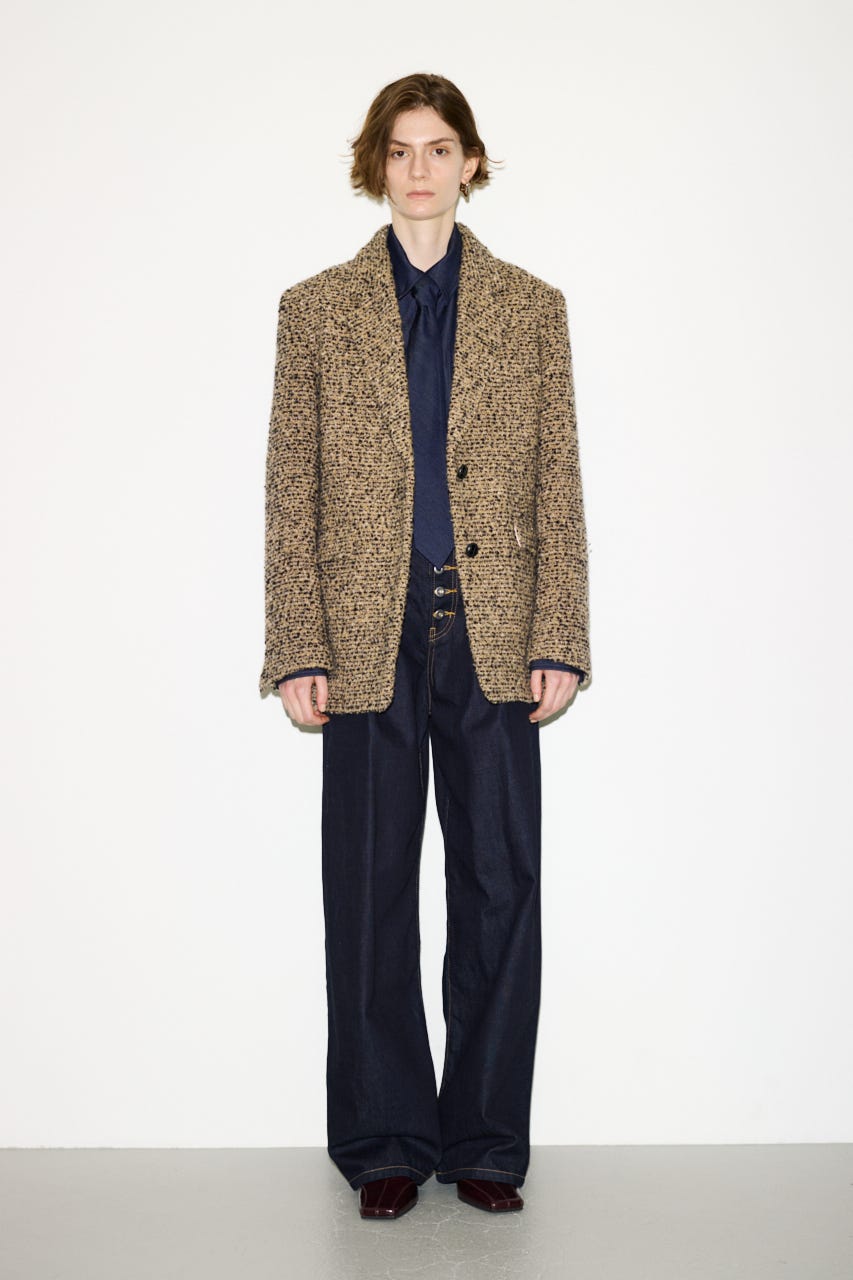 【AW PRE ORDER 第2弾】【THROW】TWEED BOXY TAILOR ジャケット M/BEG FREE