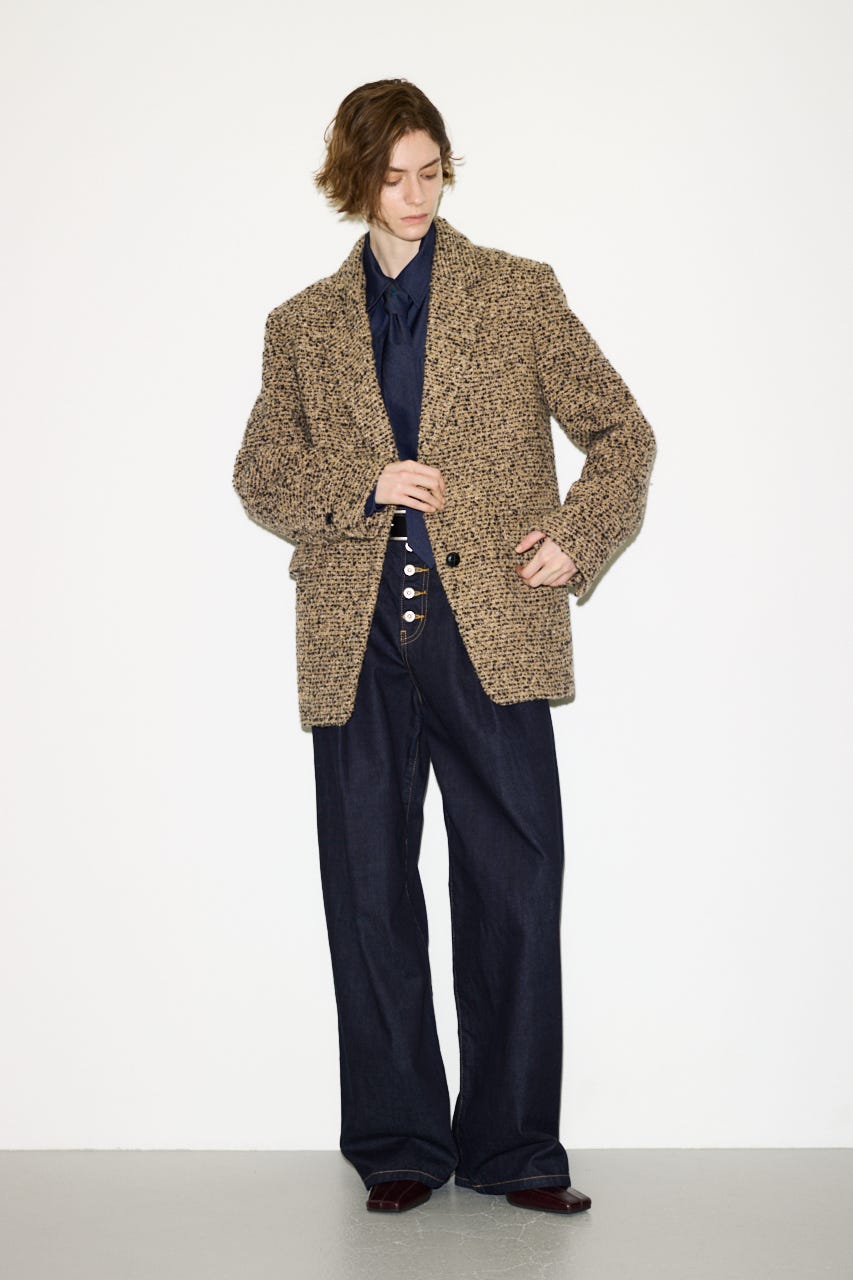 【AW PRE ORDER 第2弾】【THROW】TWEED BOXY TAILOR ジャケット M/BEG FREE