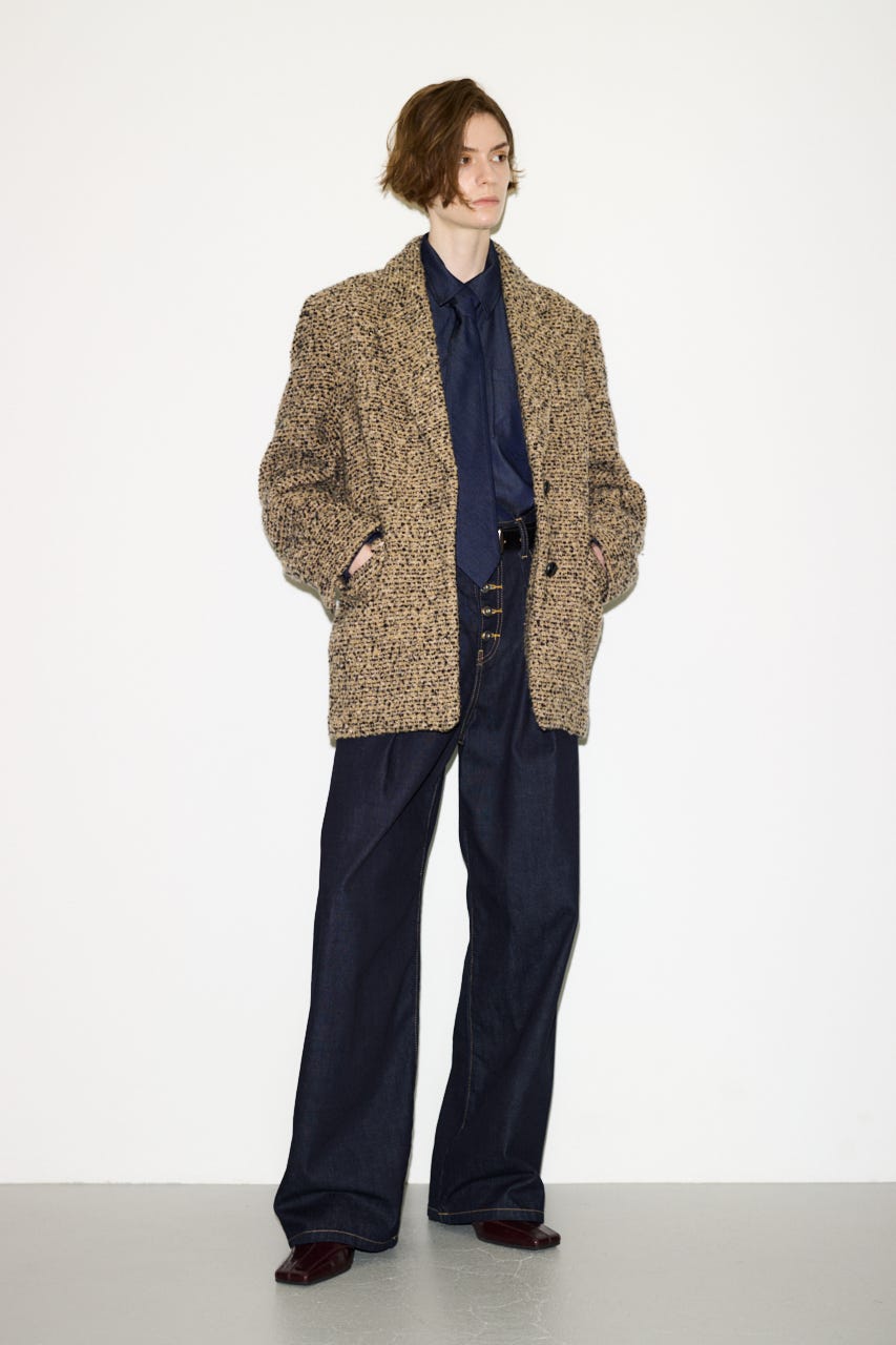 【AW PRE ORDER 第2弾】【THROW】TWEED BOXY TAILOR ジャケット M/BEG FREE
