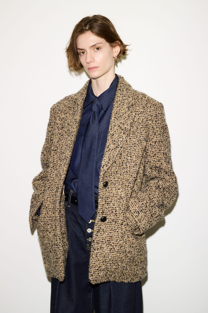 【AW PRE ORDER 第2弾】【THROW】TWEED BOXY TAILOR ジャケット M/BEG FREE