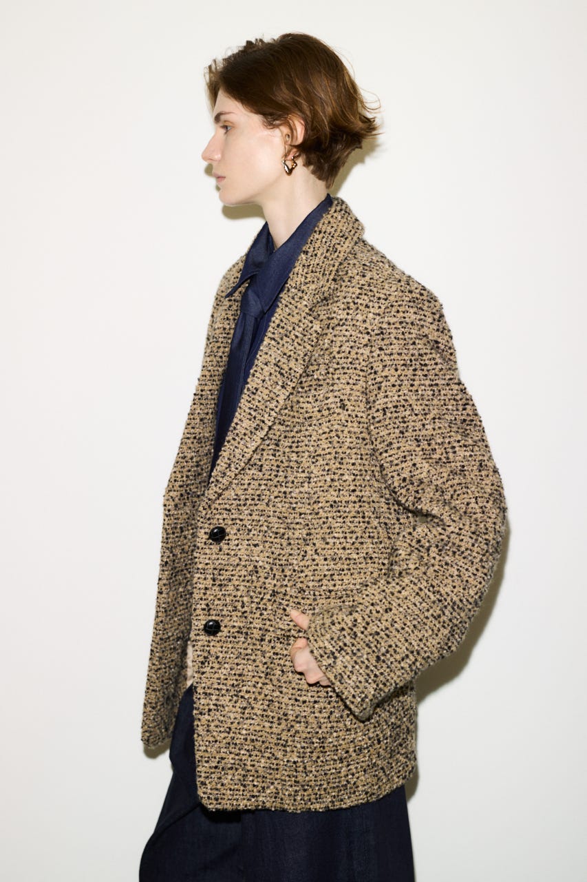 【AW PRE ORDER 第2弾】【THROW】TWEED BOXY TAILOR ジャケット M/BEG FREE