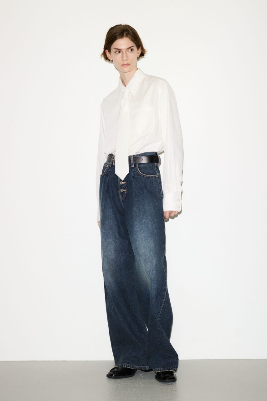 【THROW】TIE PK シャツ O/WHT FREE