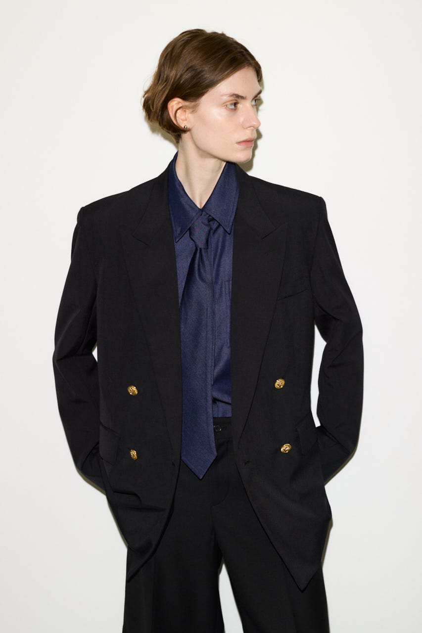 【AW PRE ORDER 第2弾】【THROW】PEAKED LAPEL TAILOR ジャケット BLK FREE