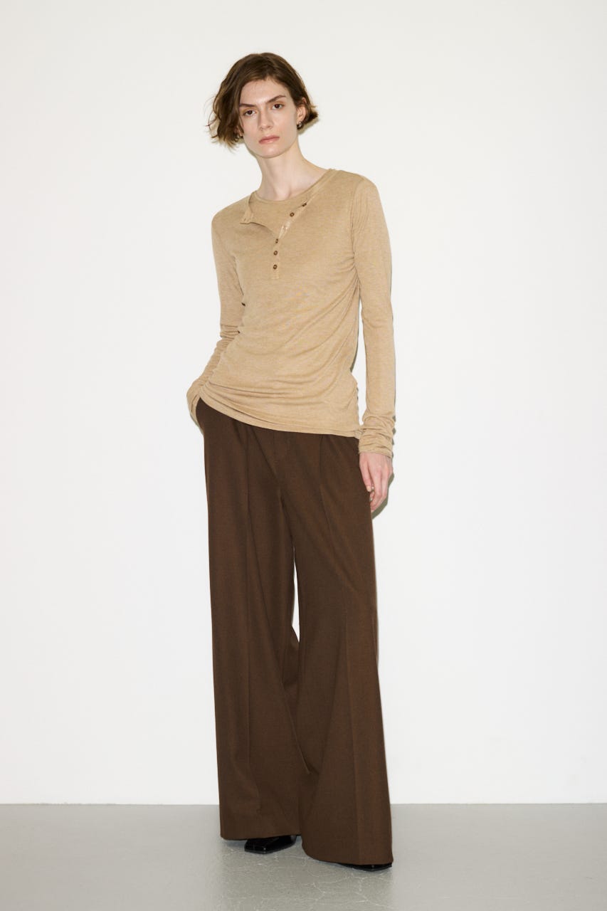 【THROW】TUCKED トラウザー BRN 1