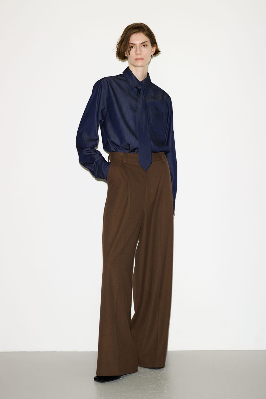 【THROW】TUCKED トラウザー BRN 1