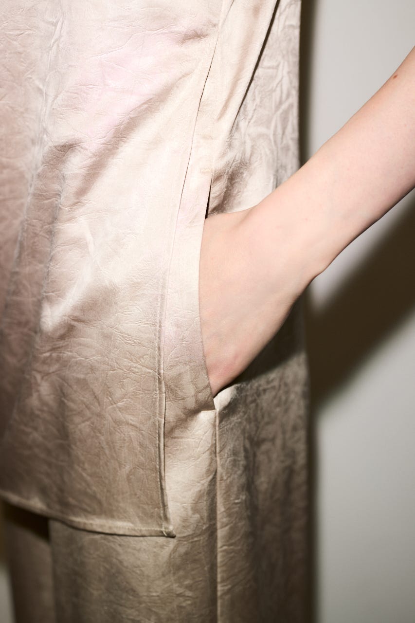 【THROW】WRINKLE SATIN オールインワン IVOY FREE