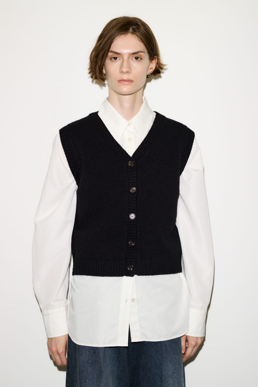 【THROW】2WAY BUTTON KNIT ベスト BLK FREE