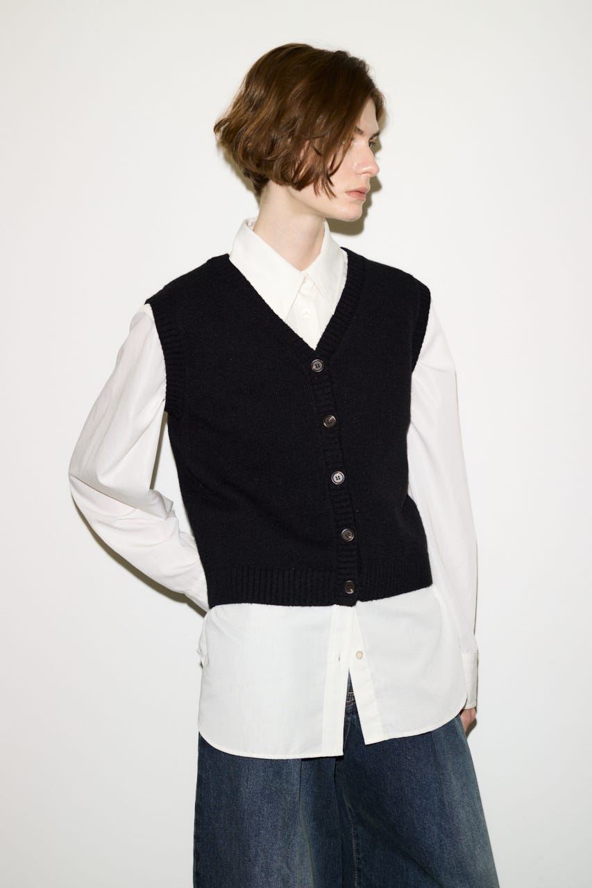 【THROW】2WAY BUTTON KNIT ベスト BLK FREE