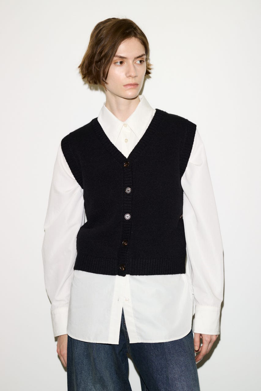 【THROW】2WAY BUTTON KNIT ベスト BLK FREE