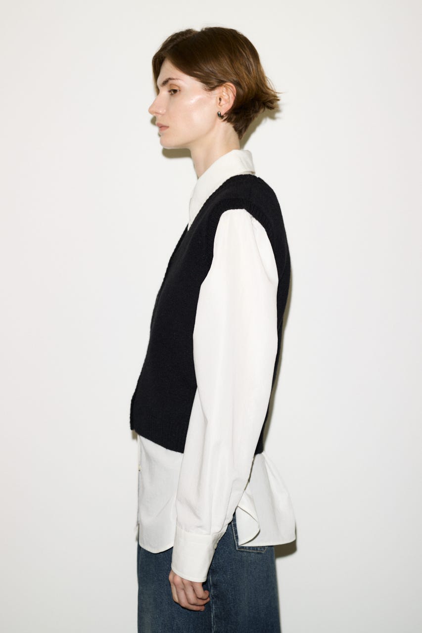 【THROW】2WAY BUTTON KNIT ベスト BLK FREE