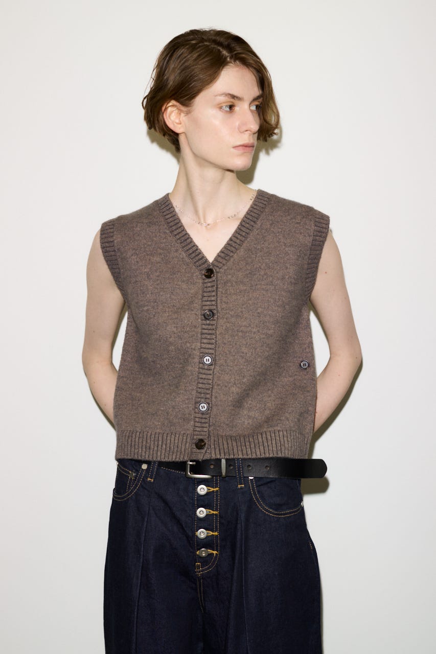 【THROW】2WAY BUTTON KNIT ベスト GREIGE FREE