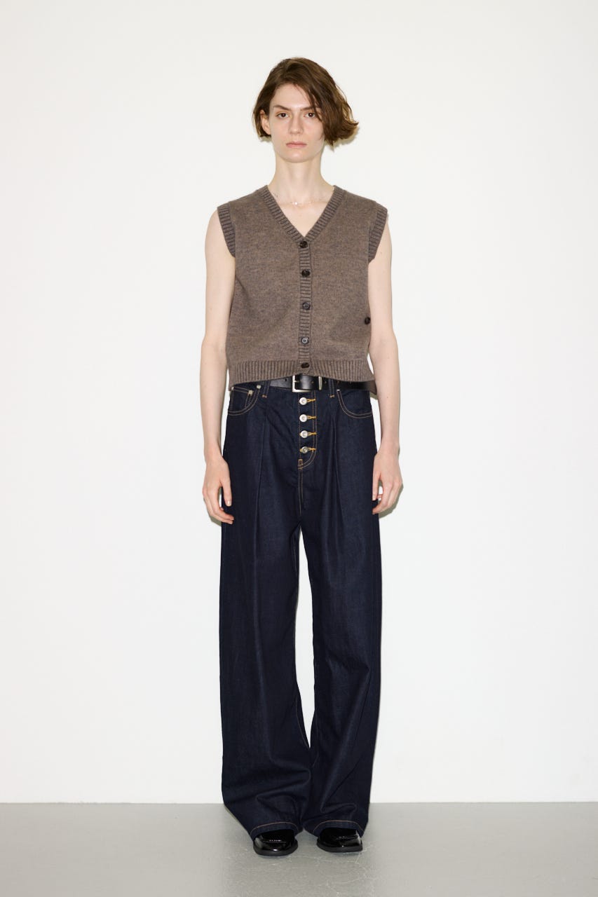 【THROW】2WAY BUTTON KNIT ベスト GREIGE FREE