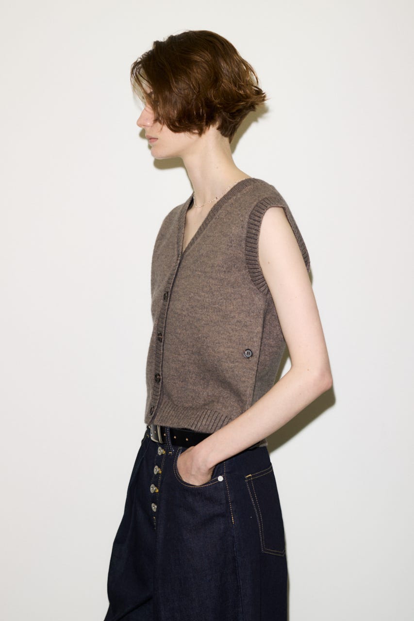 【THROW】2WAY BUTTON KNIT ベスト GREIGE FREE