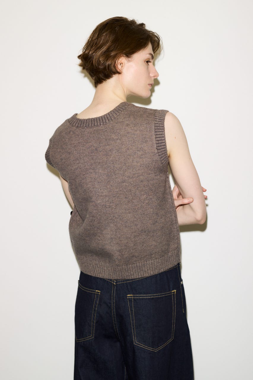 【THROW】2WAY BUTTON KNIT ベスト GREIGE FREE