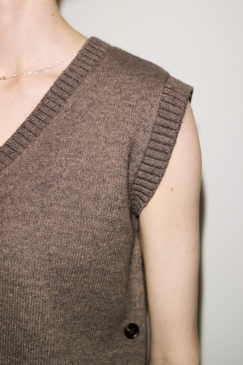 【THROW】2WAY BUTTON KNIT ベスト GREIGE FREE