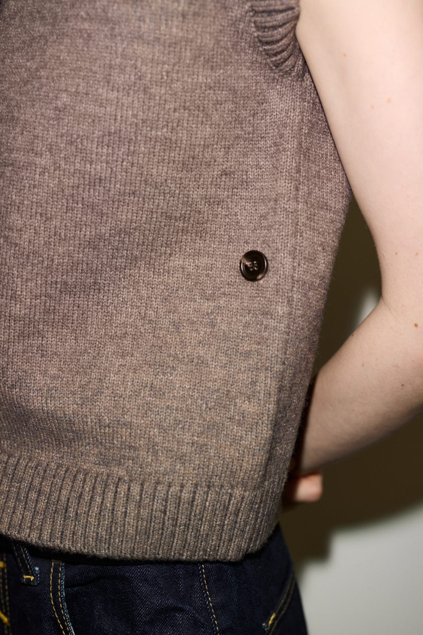 【THROW】2WAY BUTTON KNIT ベスト GREIGE FREE