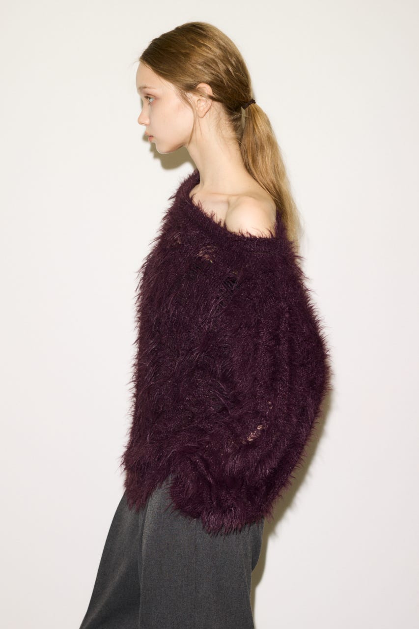 【THROW】SHAGGY YARN B／N LOOSE ニット BRN FREE