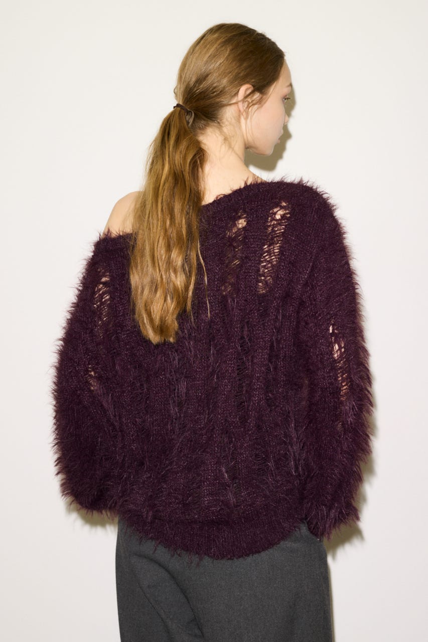 【THROW】SHAGGY YARN B／N LOOSE ニット BRN FREE
