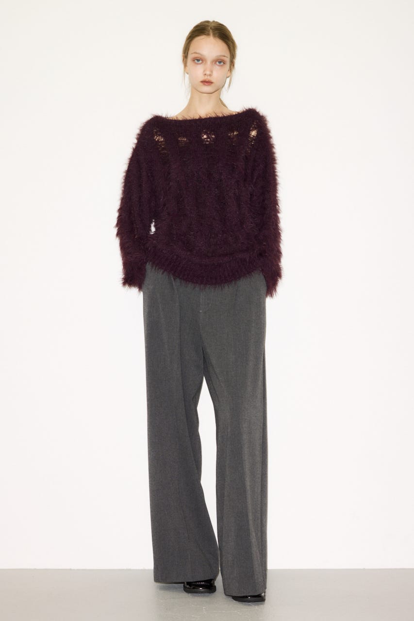 【THROW】SHAGGY YARN B／N LOOSE ニット BRN FREE