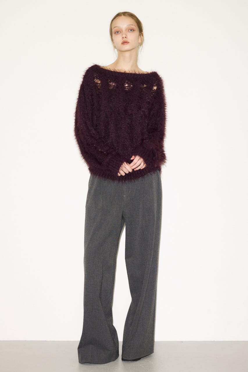 【THROW】SHAGGY YARN B／N LOOSE ニット BRN FREE