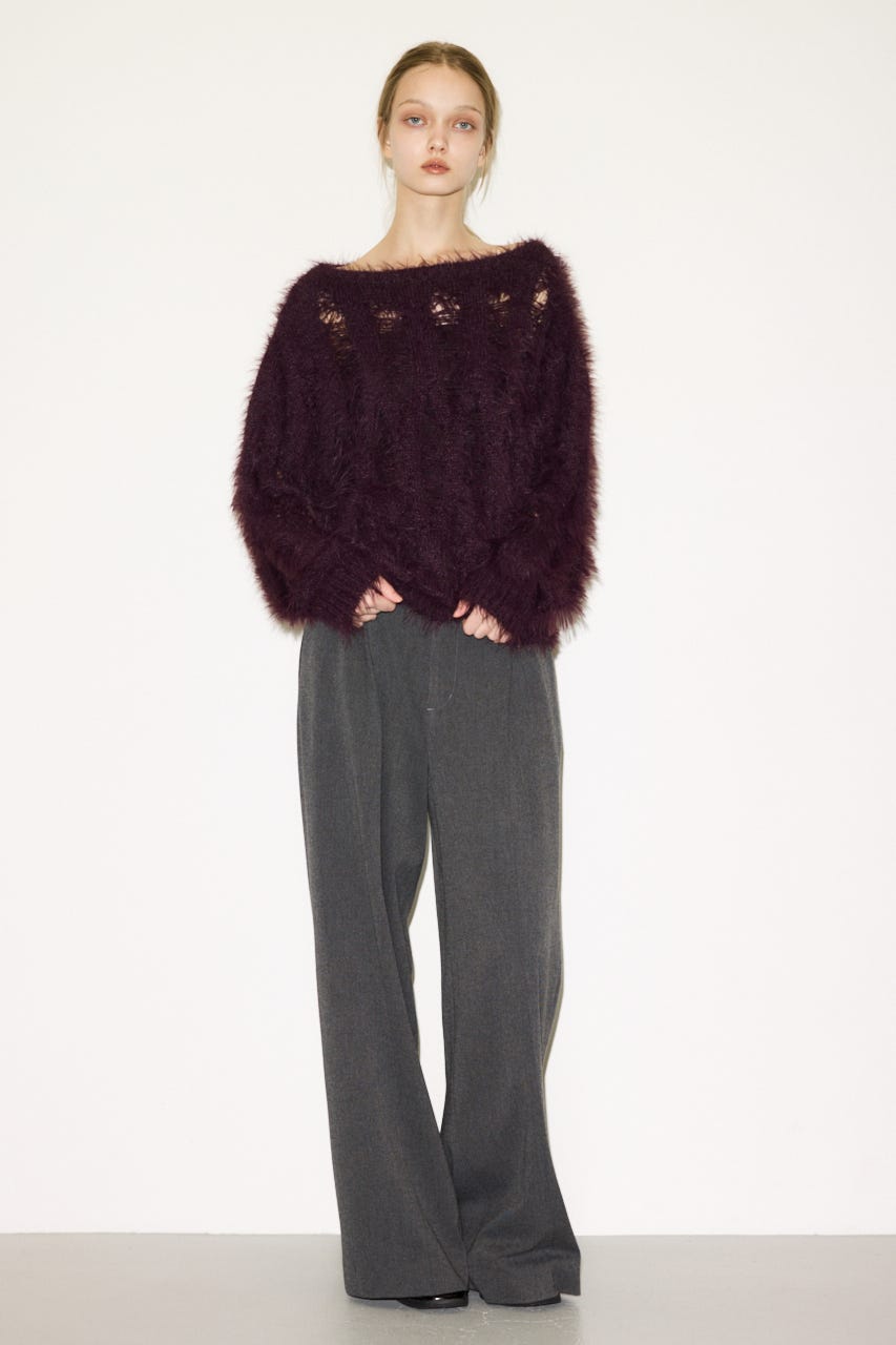 【THROW】SHAGGY YARN B／N LOOSE ニット BRN FREE