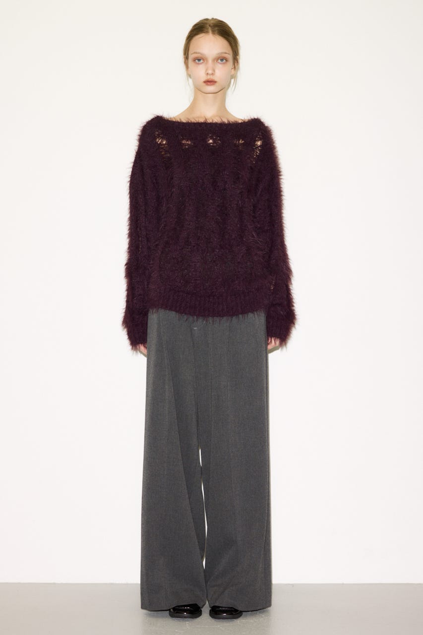 【THROW】SHAGGY YARN B／N LOOSE ニット BRN FREE