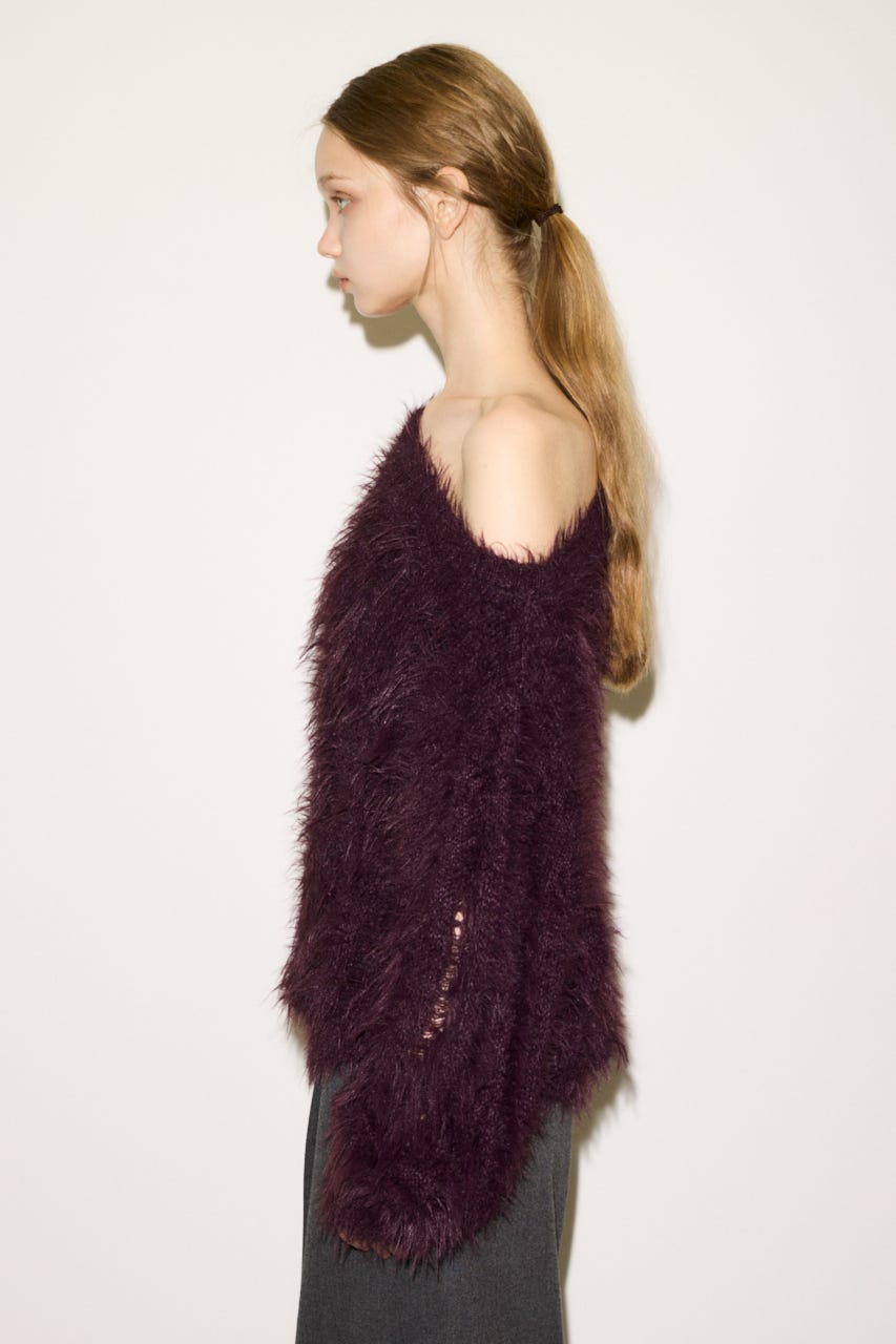 【THROW】SHAGGY YARN B／N LOOSE ニット BRN FREE