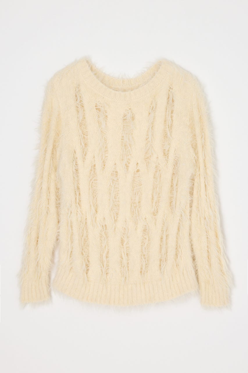 【AW PRE ORDER 第2弾】【THROW】SHAGGY YARN B／N LOOSE ニット IVOY FREE