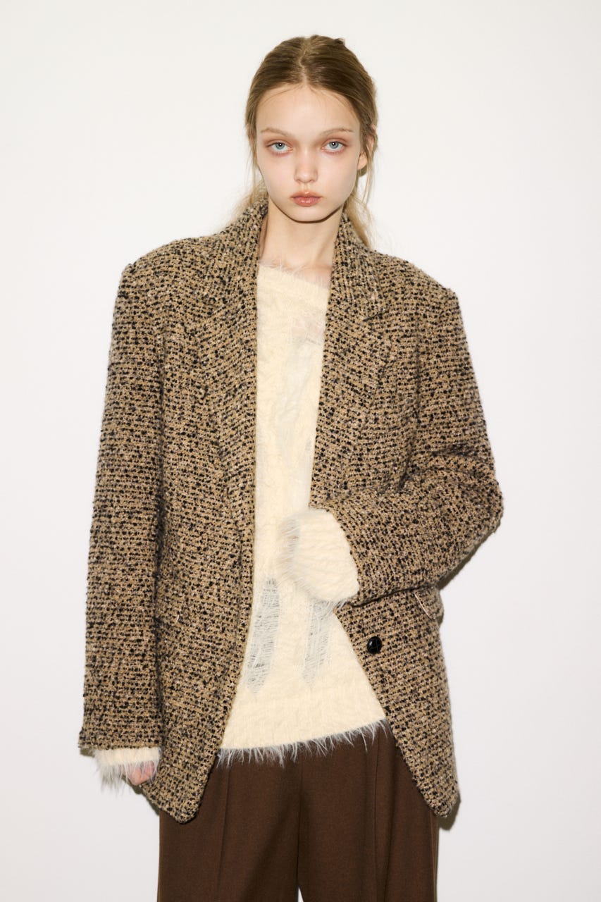 【THROW】SHAGGY YARN B／N LOOSE ニット IVOY FREE
