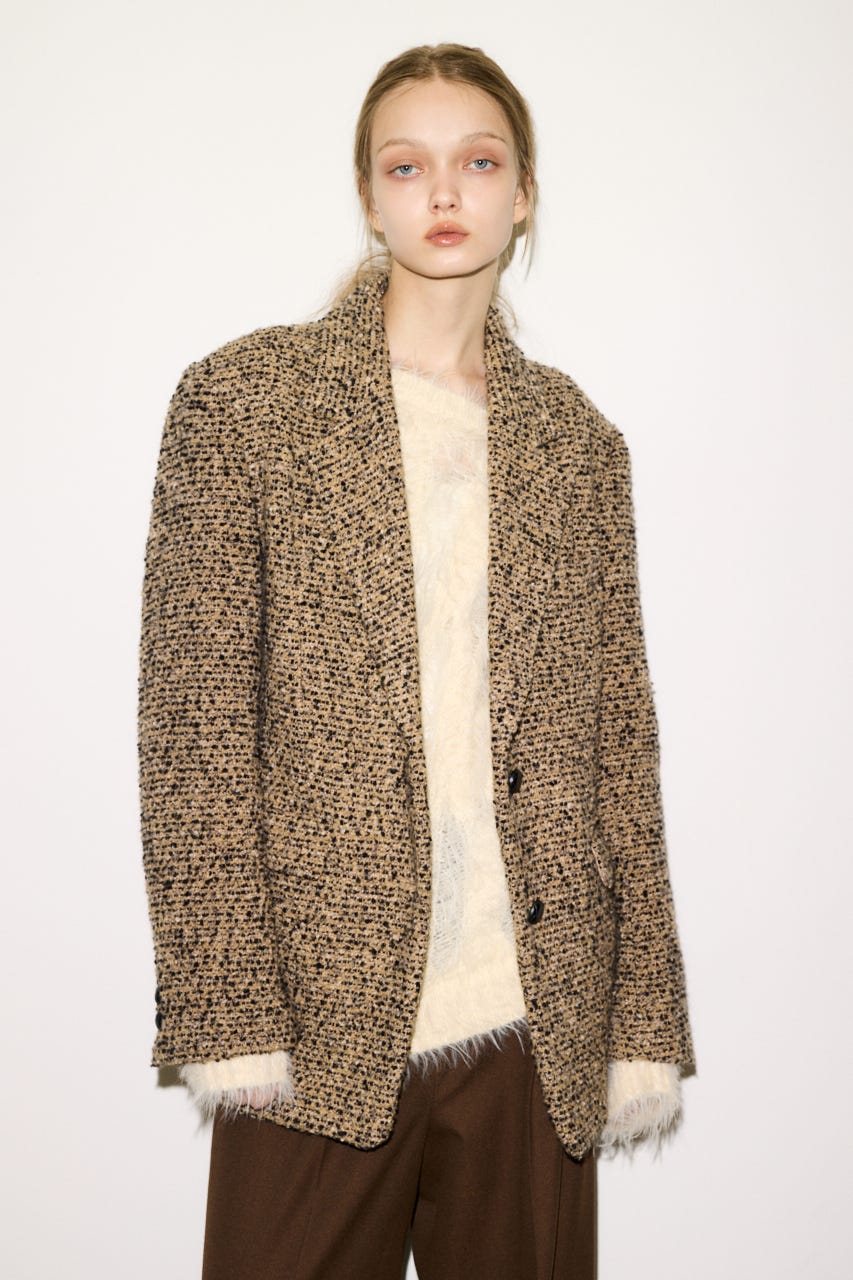 【THROW】SHAGGY YARN B／N LOOSE ニット IVOY FREE
