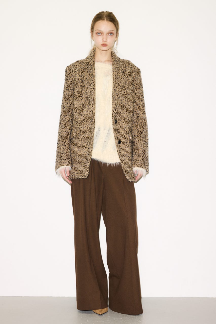 【THROW】SHAGGY YARN B／N LOOSE ニット IVOY FREE