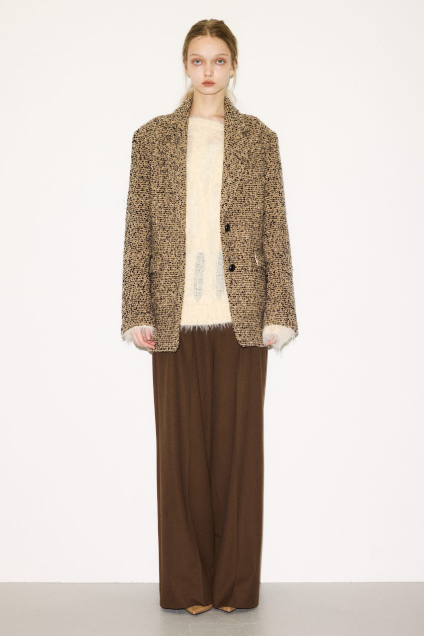 【THROW】SHAGGY YARN B／N LOOSE ニット IVOY FREE