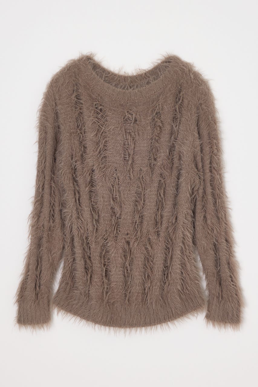 【AW PRE ORDER 第2弾】【THROW】SHAGGY YARN B／N LOOSE ニット L/GRY FREE