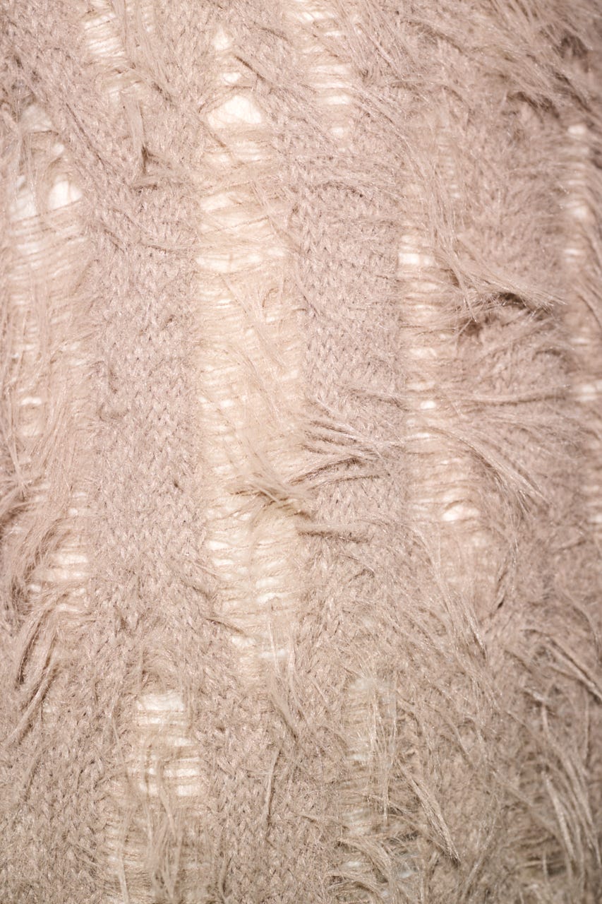 【THROW】SHAGGY YARN B／N LOOSE ニット L/GRY FREE