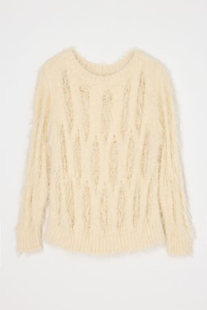 【AW PRE ORDER 第2弾】【THROW】SHAGGY YARN B／N LOOSE ニット