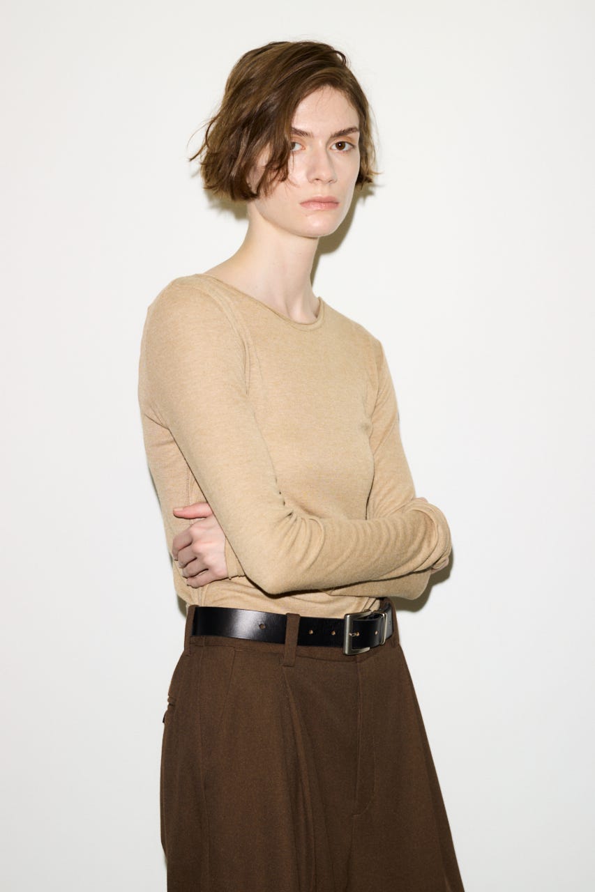 【THROW】SHEER FINE FIT C/N トップス BEG FREE