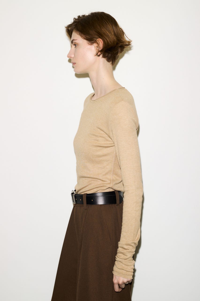 【THROW】SHEER FINE FIT C/N トップス BEG FREE