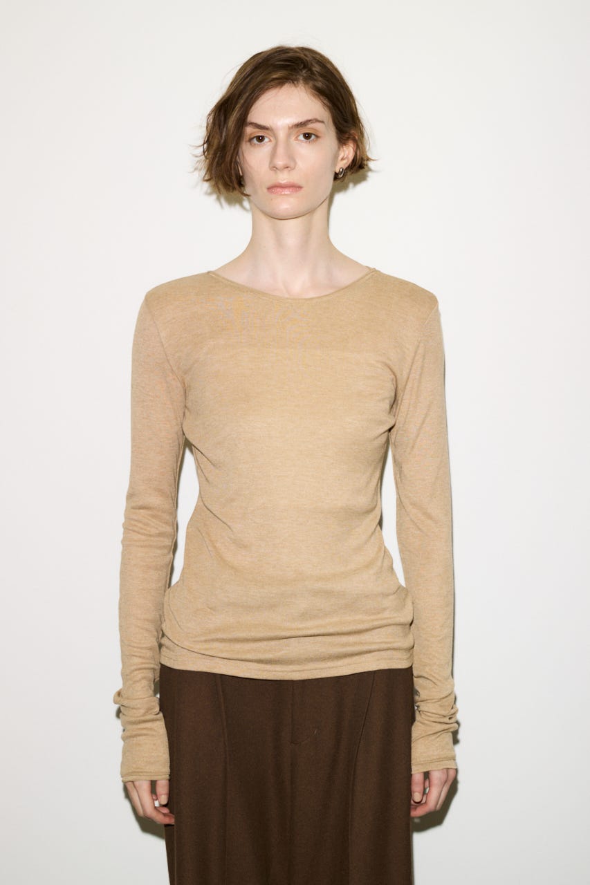 【THROW】SHEER FINE FIT C/N トップス BEG FREE